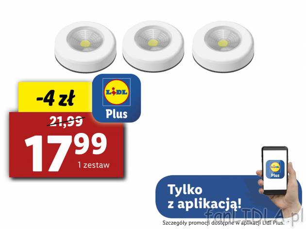 Lampki LED, 3 szt. Livarno, cena 21,99 PLN 
- baterie w zestawie
- zasilanie na ...