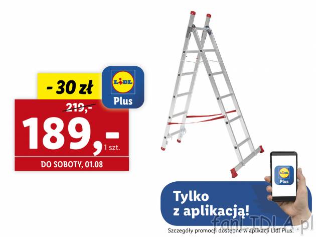 Aluminiowa drabina wielofunkcyjna Parkside, cena 219,00 PLN 
- 3 W 1: DRABINA STOJĄCA, ...