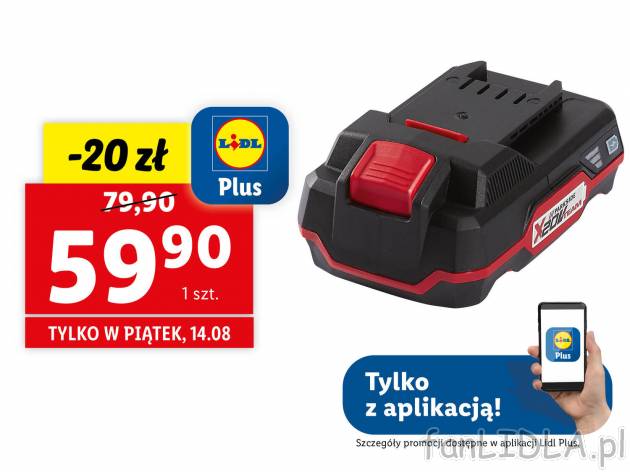 Akumulator litowo-jonowy 20 V, 2 Ah Parkside, X20VTeam, cena 79,90 PLN 
- 3-stopniowy ...