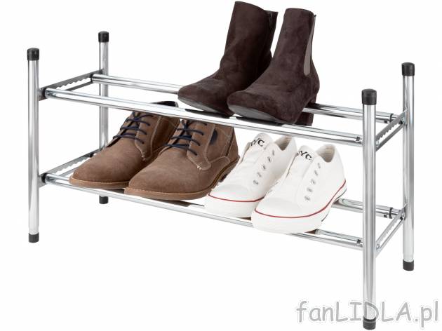 Rozsuwany regał na buty Livarno, cena 39,99 PLN 
- konstrukcja z chromowanej stali
- ...