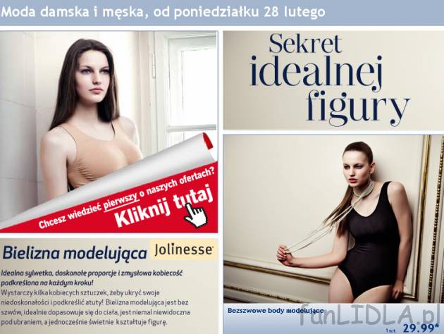 Lidl gazetka od poniedziałku 28 lutego 2011. Moda damska i męska - bielizna modelująca ...