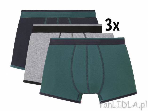 Bokserki męskie, 3 pary* Livergy, cena 7,99 PLN 
- rozmiary: M-XL
- wysoka zawartość ...