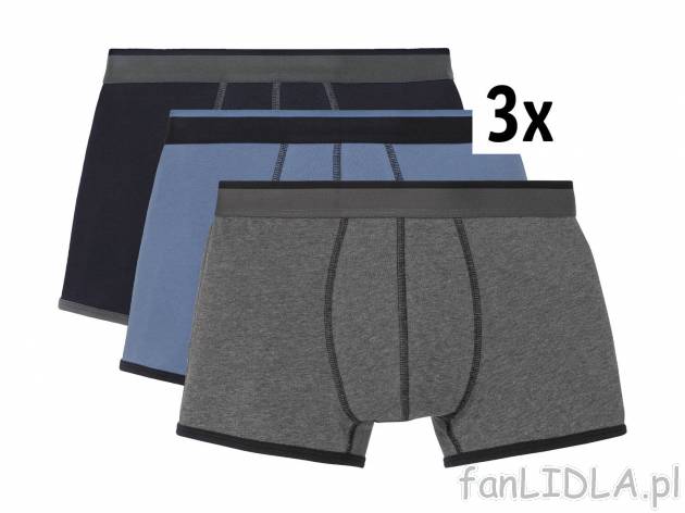 Bokserki męskie, 3 pary* Livergy, cena 7,99 PLN 
- rozmiary: M-XL
- wysoka zawartość ...