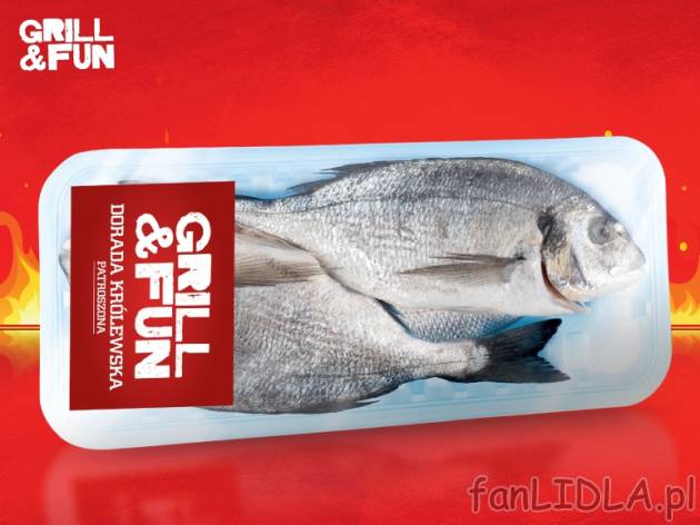 Dorada patroszona , cena 2,29 PLN za 100 g 
- Ma delikatne mięso, rozpływające ...