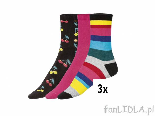 Skarpetki damskie, 3 pary* Esmara, cena 4,49 PLN 
- rozmiary: 35-42
- wysoka zawartość ...