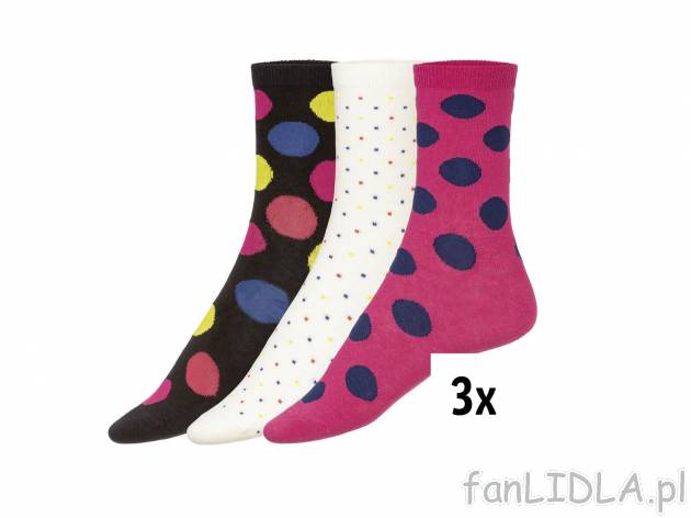 Skarpetki damskie, 3 pary* Esmara, cena 4,49 PLN 
- rozmiary: 35-42
- wysoka zawartość ...