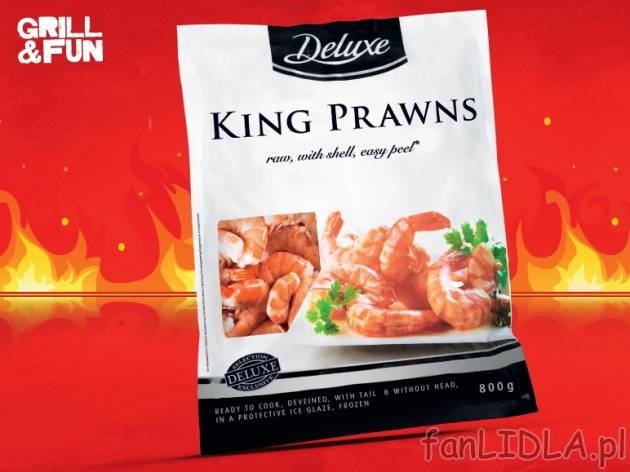 Krewetki olbrzymie , cena 49,99 PLN za 800 g/1 opak., 1kg=69,43 wg wagi odcieku ...