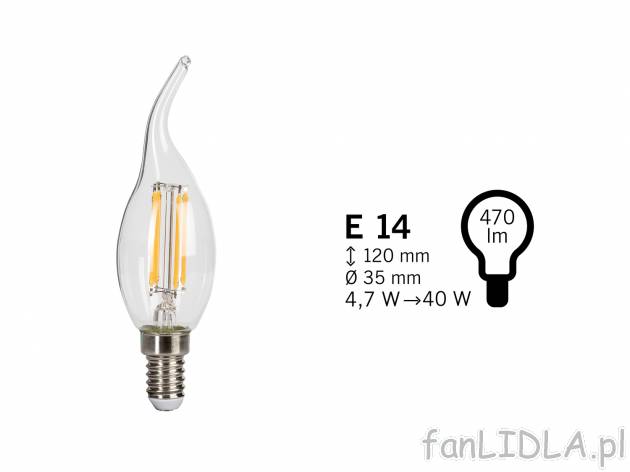Żarówka filamentowa LED Livarno, cena 7,99 PLN 
- klasa energetyczna A+
- barwa ...