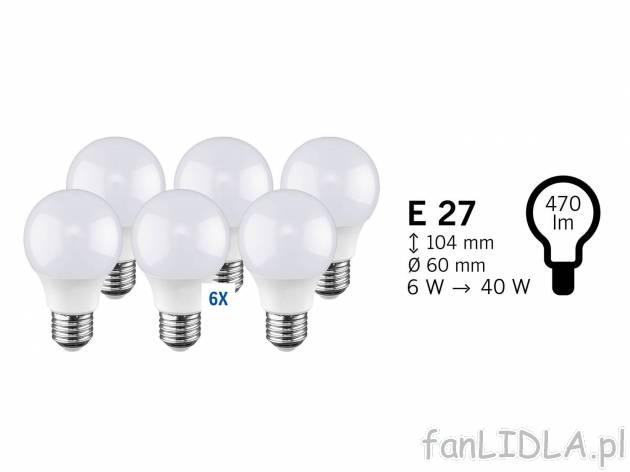 Zestaw 6 żarówek LED* Livarno, cena 5,99 PLN 
*Artykuł dostępny wyłącznie ...