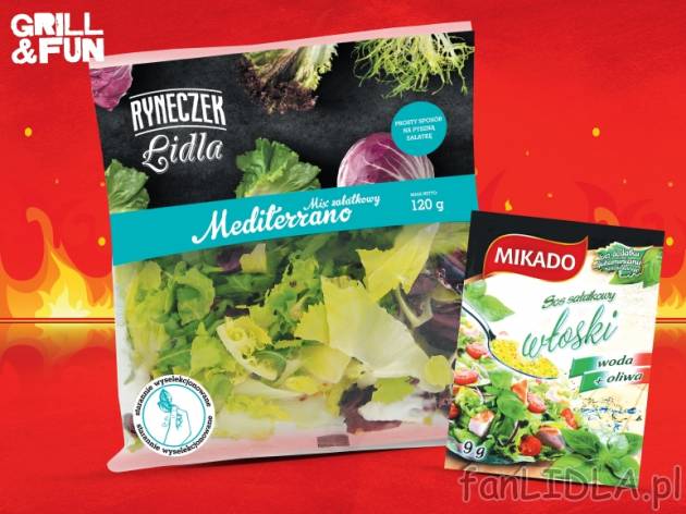 Mix sałat , cena 3,79 PLN za 120/160/170/200 g, 100g=3,16/2,37/2,23/1,90 PLN. 
- ...