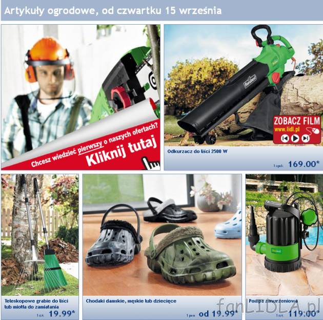 Artykuły ogrodowe, gazetka Lidl od czwartku 15 września 2011