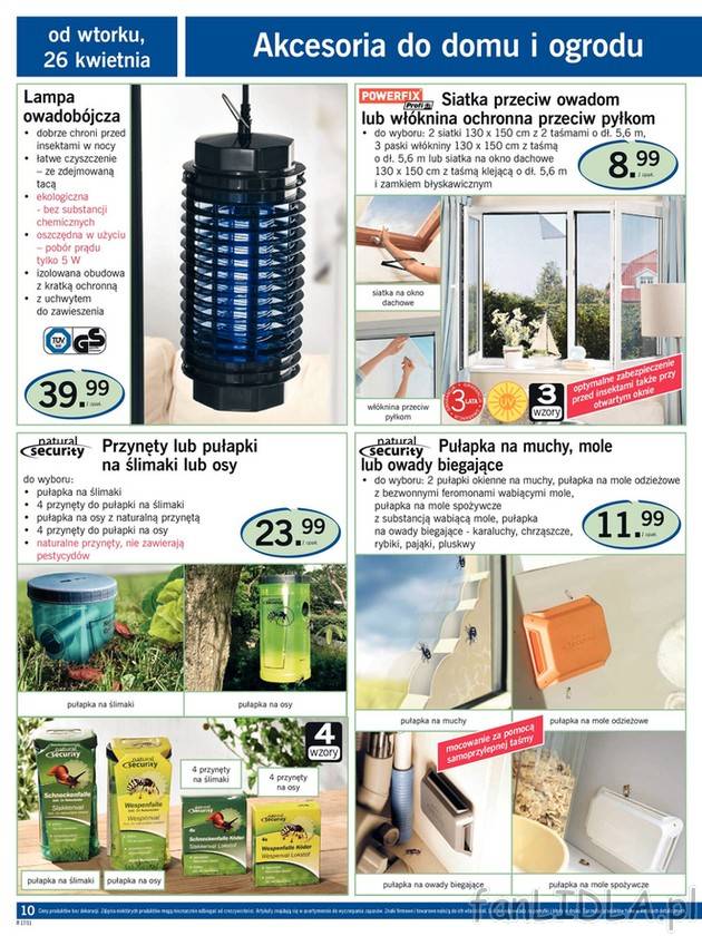 Akcesoria do domu i ogrodu. Lampa owadobójcza, siatka przeciw owadom