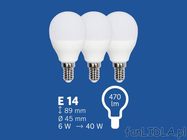 Zestaw żarówek LED Livarno, cena 12,99 PLN 
- klasa energetyczna A+
- 2700 K ...