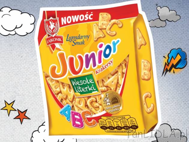 Lajkonik Wesołe literki , cena 2,39 PLN za 140 g, 100g=1,71 PLN.