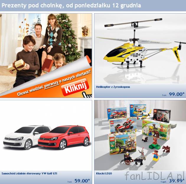 Prezenty pod choinkę - gazetka Lidl od poniedziałku 12 grudnia 2011