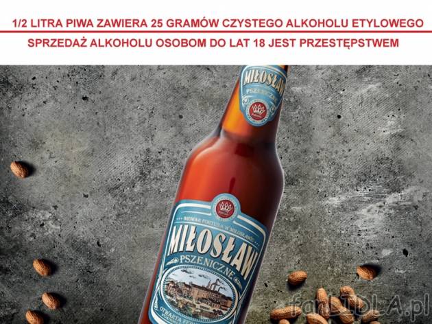Miłosław pszeniczny , cena 3,49 PLN za 500 ml, 1L=6,98 PLN.