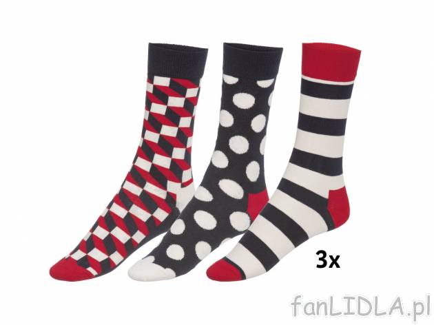 HAPPY SOCKS Skarpety, 3 pary* , cena 19,99 PLN 
- rozmiary: 36-46
- 86% bawełny, ...