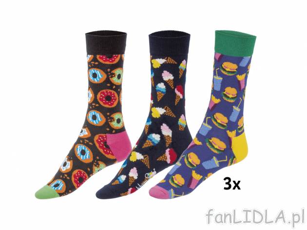 HAPPY SOCKS Skarpety, 3 pary* , cena 19,99 PLN 
- rozmiary: 36-46
- 86% bawełny, ...