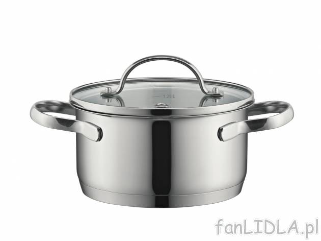 Garnek ze stali szlachetnej ø 16 cm Ernesto, cena 49,99 PLN 
- ze szklaną pokrywką ...