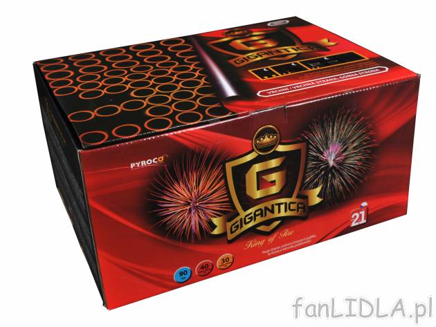Bateria 90-strzałowa „Gigantica” , cena 169,00 PLN 
- czerwone, zielone, niebieskie ...