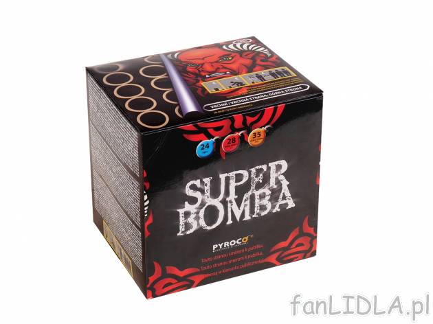 Bateria 24-strzałowa „Super Bomba” , cena 79,90 PLN 
- czerwone i pomarańczowe ...