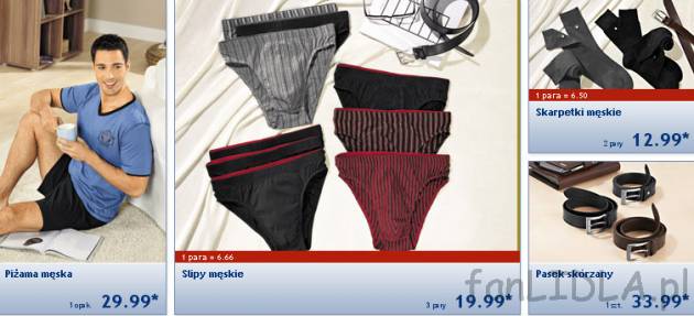 Piżama męska Livergy w cenie 29,99PLN, slip męskie, skarpetki męskie