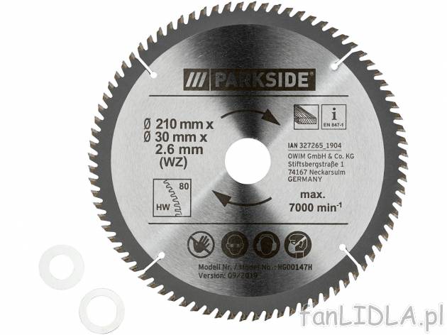 Tarcza do cięcia Ø 210 mm Parkside, cena 19,99 PLN 
4 wzory 
- Ø otworu: 30 ...