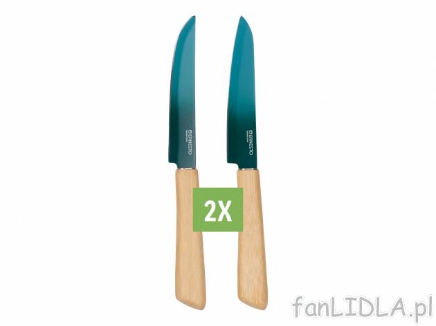 Zestaw noży Ernesto, cena 19,99 PLN 
- bambusowy uchwyt
- dł. ostrza: 12,5 cm
- ...