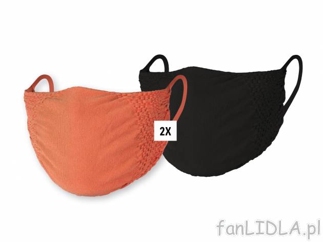 Dwuwarstwowe maseczki damskie, 2 szt.* Oeko Tex, cena 5,99 PLN 
* Artykuł dostępny ...