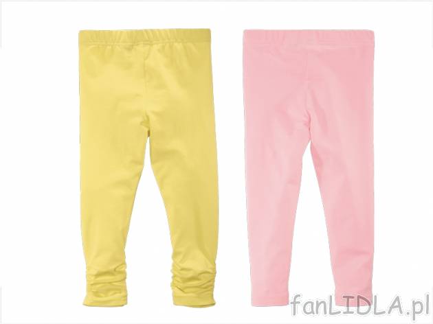 Legginsy 2 pary Lupilu, cena 19,99 PLN za 2 szt. 
- z miękkiego, pojedynczego jerseyu ...