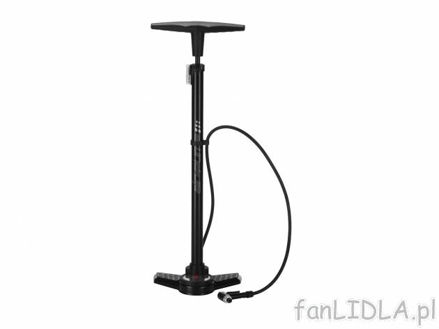 Pompka nożna z manometrem Crivit, cena 36,99 PLN 
- wys.: ok. 72,5 cm
- dł. węża: ...