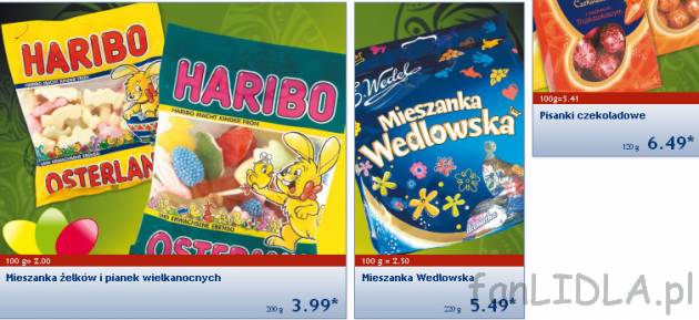 Haribo żelki - mieszanka żelków i pianek wielkanocnych, mieszanka Wedlowska, ...