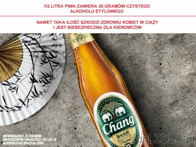 Piwo Chang , cena 2,99 PLN za 330 ml, 1L=9,06 PLN.