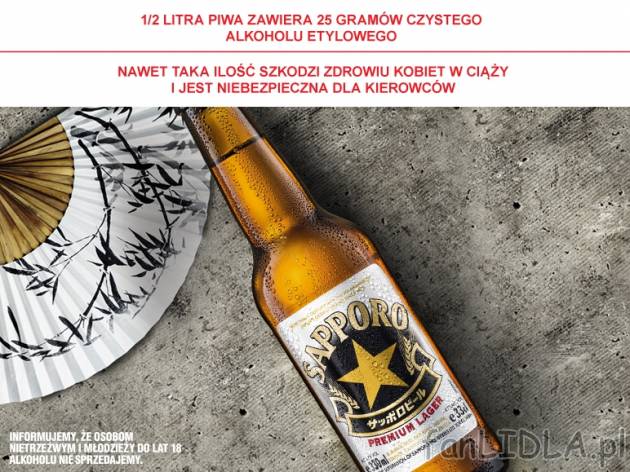 Piwo Sapporo , cena 2,99 PLN za 330 ml, 1L=9,06 PLN.