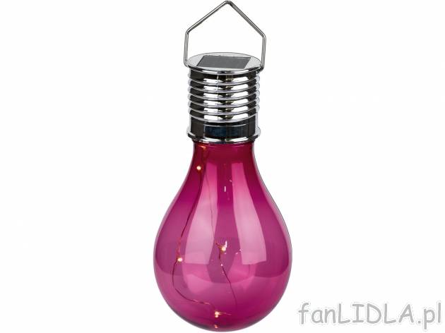 Dekoracyjna lampa solarna Melinera, cena 9,99 PLN 
4 kolory 
- włącza się automatycznie ...