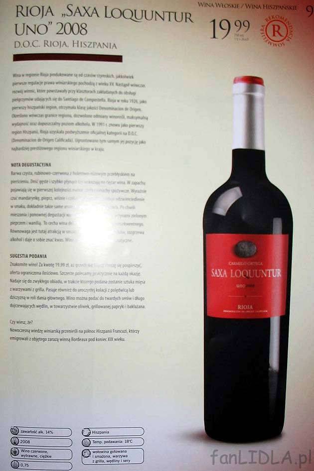 Wino Rioja Saxa LoQuuntur Uno 2008 - hiszpańskie