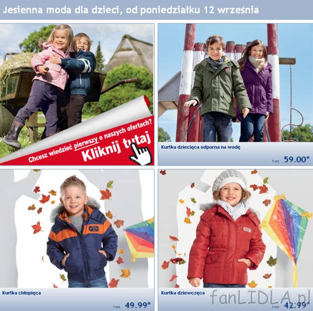 Gazetka Lidl od poniedziałku 12 września 2011. Jesienna moda dla dzieci