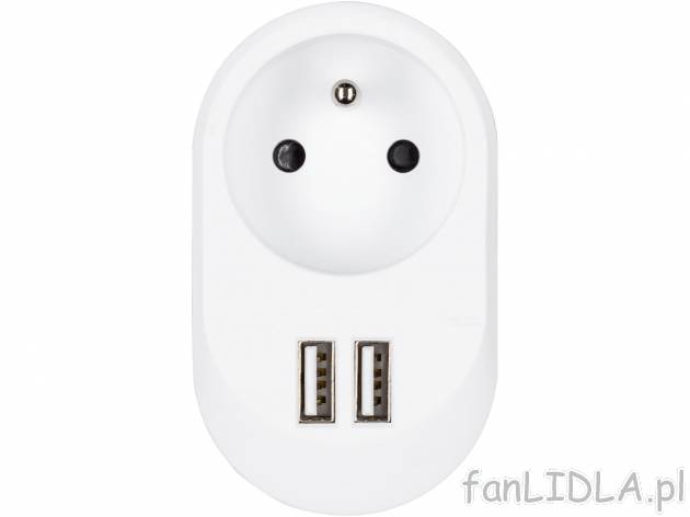 Adapter z gniazdem sieciowym i 2 portami USB Silvercrest, cena 19,99 PLN 
- do ...