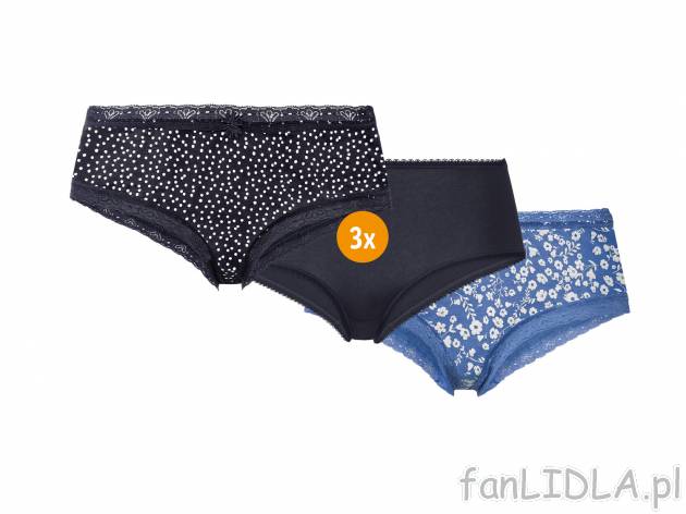 Majtki damskie z biobawełny, 3 pary* Esmara, cena 9,99 PLN 
* Artykuł dostępny ...