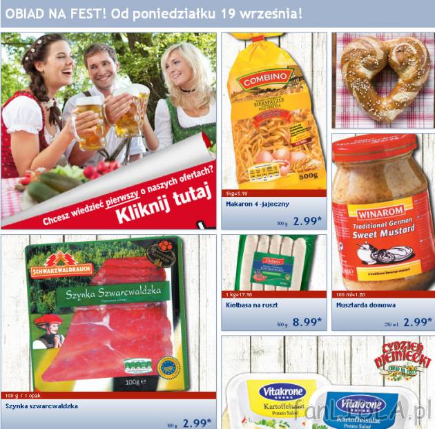 Obiad na fest: tydzień niemiecki od 19 września 2011. Makaron 4 jajeczny, szynka ...