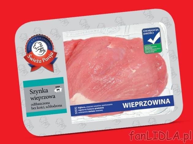 Szynka wieprzowa, bez kości , cena 11,99 PLN za 1 kg 
-      Szynka wieprzowa bez kości