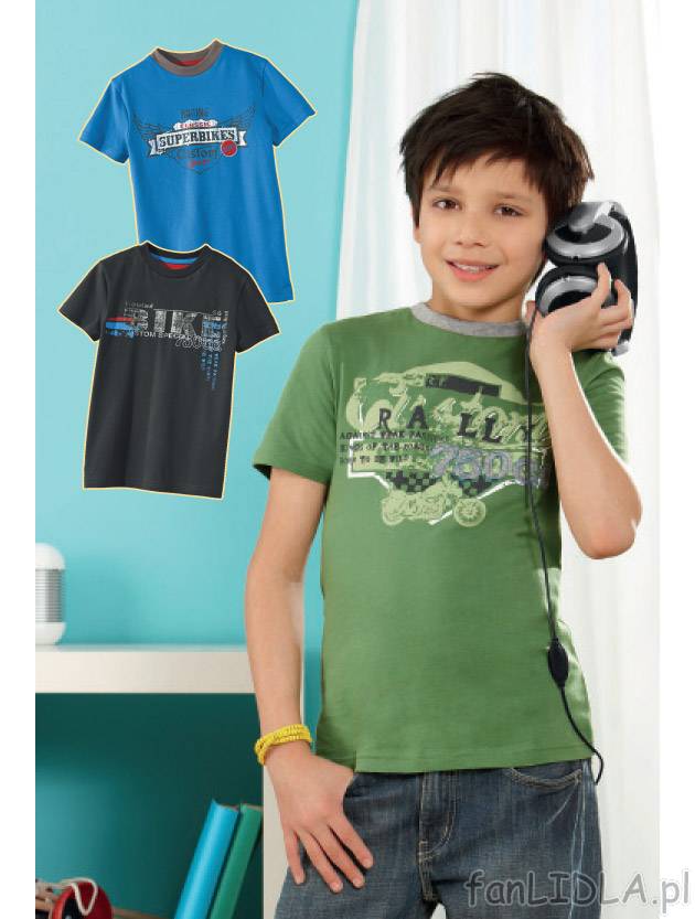 T-shirt chłopięcy z jerseyu cena 14,99PLN
- modna koszulka z okrągłym wycięciem ...