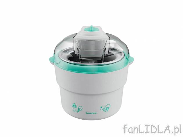 Maszynka do lodów 12 W Silverscrest Kitchen Tools, cena 79,90 PLN 
- mieszadło ...