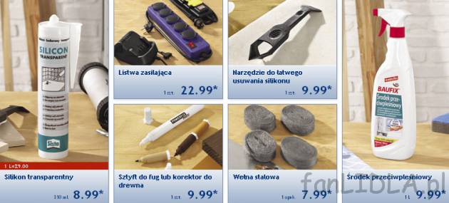 Silikon do łazienki, listwa zasilająca, narzędzie do usuwania silikonu, wełna ...