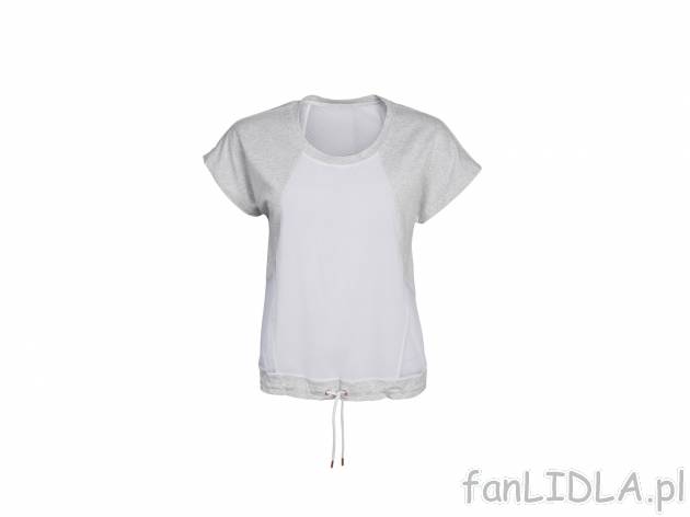 Koszulka damska , cena 24,99 PLN. Sportowy T-shirt z okrągłym dekoltem i ściągaczem ...