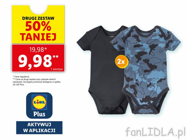 Body dziecięce z biobawełny, 2 szt. , cena 19,98 PLN 
- rozmiary: 62-92
- 100% ...