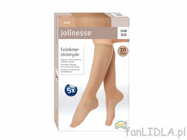 Podkolanówki 5 par, 20 DEN Jolinesse, cena 7,99 PLN za 1 opak. 
- eleganckie, ...