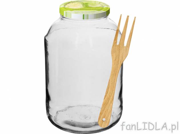 Słój 4 l z widelcem , cena 9,99 PLN 
- idealny np. do kiszenia og&oacute;rk&oacute;w
Opis
 ...