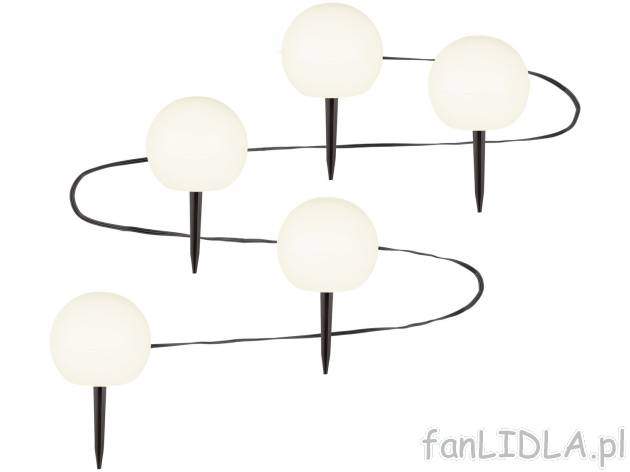 Solarne lampy ogrodowe LED Livarno, cena 49,99 PLN 
- 5 diod LED z 3 trybami świecenia: ...