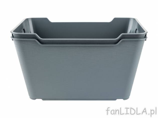 Zestaw pudełek Livarno, cena 12,99 PLN 
2 x 6 l 
- ok. 29,5 x 19 x 15 cm
Opis
 ...
